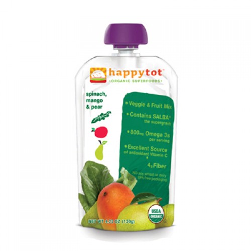 Happy Tot Stage 4 Organic Baby Food - Spinach, Mango & Pears (16, 4.2 oz.)