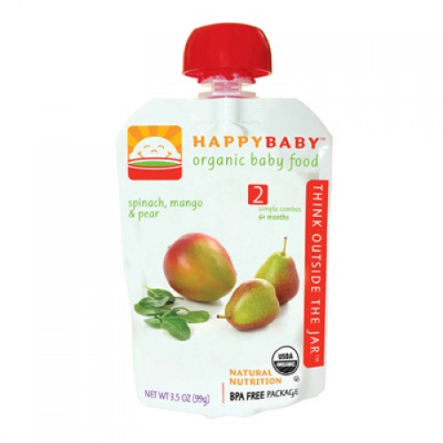 Happy Baby Stage 2 Organic Baby Food - Spinach, Mango & Pears (16, 3.5 oz.)