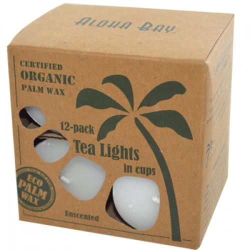 Aloha Bay Palm Wax Tea Lights with Aluminum Holder White - 12 Candles Aloha Bay Palm Wax Tea Lights with Aluminum Holder White - 12 Candles