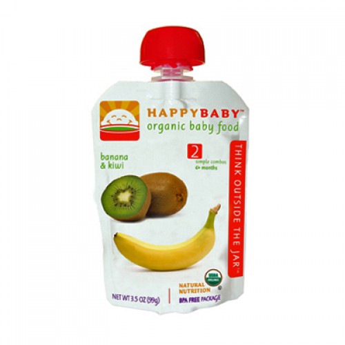 Happy Baby Stage 2 Organic Baby Food - Kiwi & Banana (16, 3.5 oz.)