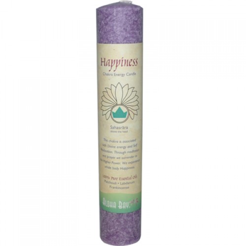 Aloha Bay Chakra Energy Candle Happiness Patchouli Labdanum Frankincense - 8"