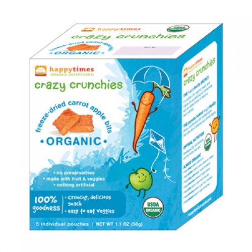 Happytimes Organic Snack Pack Crazy Crunchies - Freeze Dried Carrot Apple  (6, 0.7 oz.)