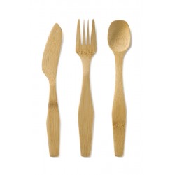 Bambu Bamboo Knife, Fork, and Spoon set, 7-1/4" length