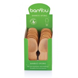 Bambu Bamboo Spork, counter top display case, 20 sporks included
