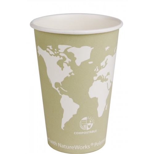 Eco-Products 16 oz Compostable Hot Cup in World Art Design, 1000 cups per case. Eco-Products 16 oz Compostable Hot Cup in World Art Design, 1000 cups per case.