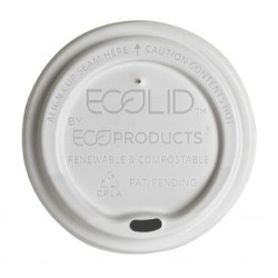Eco-Products White Compostable Hot Cup Lid, fits 10-20oz, 800 lids per case