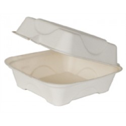 Eco-Products Compostable Sugarcane Clamshells, 6x6x3, 500 units per case