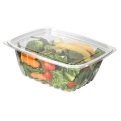 Eco-Products 32 oz Clear Compostable Rectangular Deli with Lid, 200 units per case
