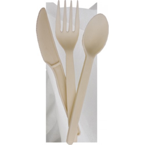 Eco-Products Wrapped Plant Starch Cutlery Kit with Napkin, 250 units per case Eco-Products Wrapped Plant Starch Cutlery Kit with Napkin, 250 units per case