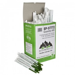 Eco-Products 7¾" Green Compostable Straw, Wrapped, 9600 units per case
